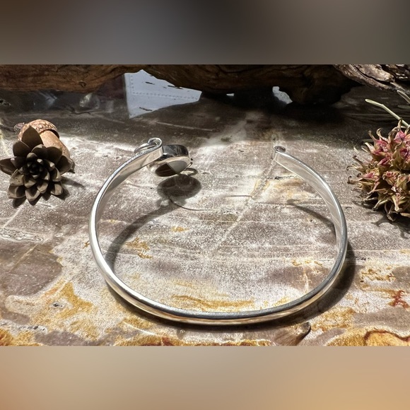 Authentic Mexico 925 signed Bracelet Tiger’s Eye Inlaid & White Stone Quartz - Picture 2 of 7